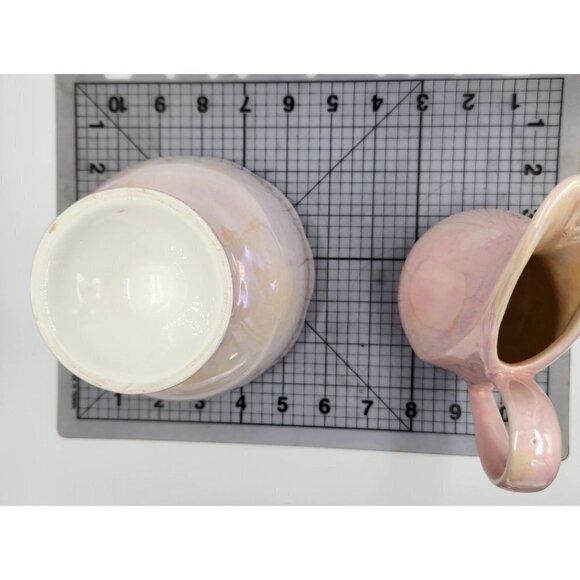 Pink Cream Pitcher and Sugar Bowl or Candy Dish. Set of 2. Victorian English Kit - Picture 13 of 14
